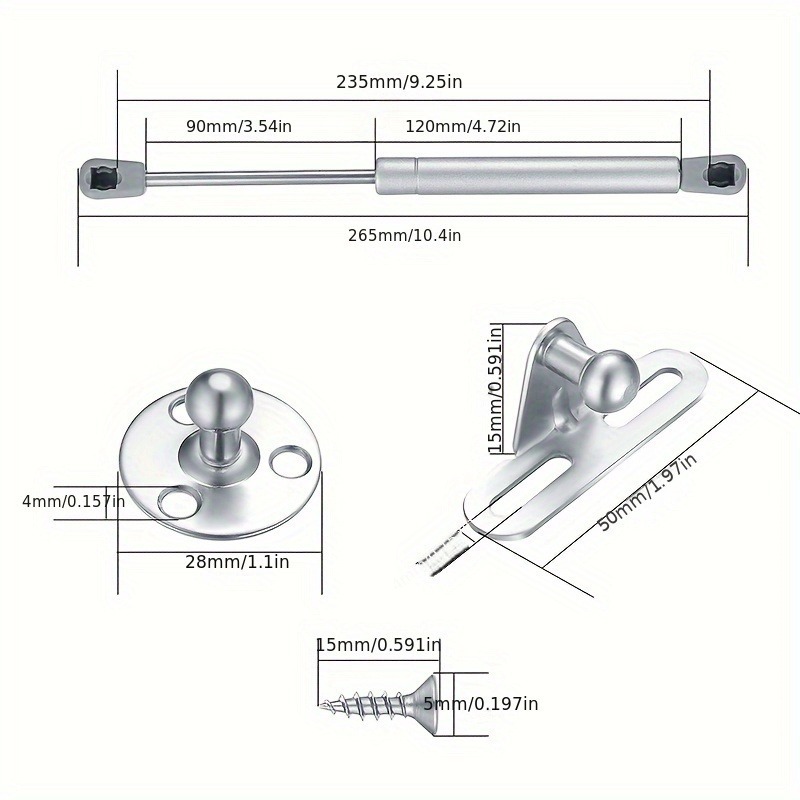 2pcs Gas Spring Shocks Struts  - огляд і ціна Cabinet Hinge Overlay